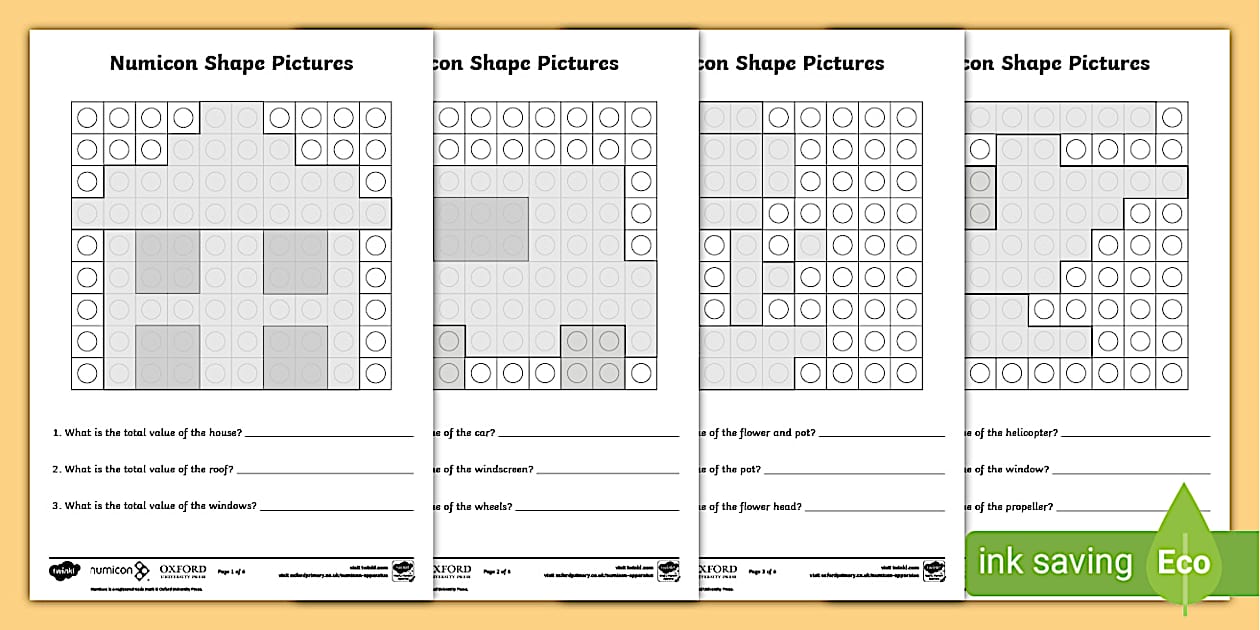 Numbers Shapes Activity Numicon Shape Pictures Activity Sheets